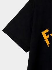 Men'S Funny Rooster & F-CAW-F Text Print T-Shirt - Black with Orange Rooster Graphic, Breathable Short Sleeve Round Neck Casual Summer Tee for Parties, Outfits, Themed Events, Everyday Tshirt | Playful Design | Comfortable Fit, Rooster Shirt - Image 3
