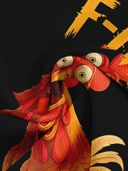 Men'S Funny Rooster & F-CAW-F Text Print T-Shirt - Black with Orange Rooster Graphic, Breathable Short Sleeve Round Neck Casual Summer Tee for Parties, Outfits, Themed Events, Everyday Tshirt | Playful Design | Comfortable Fit, Rooster Shirt - Image 2