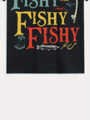 [3D Print Fishing Tee] Men's 3D Print T-Shirt "Here Fishy Fishy" | Casual Summer Tee with Fishing Gear Design, Comfortable Round Neck Short Sleeve, Perfect Gift for Fishing Enthusiasts - Image 4