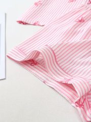 [Casual Pajama Set] Women's Four-Season Casual Lapel Pajama Set, Comfortable Buttoned Top with Bow Belt Shorts, 2pcs - Image 3