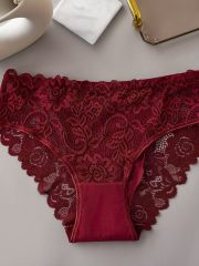 [Elegant Floral Lace Panties] 6-Pack Women's Underwear - Elegant Floral Lace Panties, Stretchy Breathable Everyday & Special Occasion Briefs, Soft Semi-Sheer Lace Front, Multi-Color Pack (White/Red/Navy/Black/Pink/Brown) - Mid-Rise Everyday basics for Women - Image 5