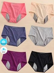 6 Pack - Women'S Large Size Leak-Proof Physiological Underwear Mesh Super Breathable Underwear High Stretch Underwear Three-Layer Widened Leak-Proof Layer Briefs High Waist Abdomen Underwear Women - Image 3