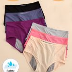 6 Pack - Women'S Large Size Leak-Proof Physiological Underwear Mesh Super Breathable Underwear High Stretch Underwear Three-Layer Widened Leak-Proof Layer Briefs High Waist Abdomen Underwear Women