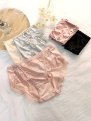 5-Pack Elegant Lace Panties for Women, Sexy Seamless Breathable Fiber, Thin Bow-Knot Briefs, Polyamide 82% Spandex 18%, Solid Color Knit Fabric, 170gsm - Contrast Lace Detail - Image 4