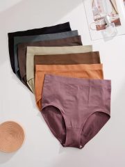 7pcs Plus Size Womens Seamless Panties Set - Soft & Breathable Solid Briefs with Elastic Waistband for Comfortable Daily Wear - Image 2