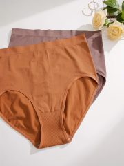 7pcs Plus Size Womens Seamless Panties Set - Soft & Breathable Solid Briefs with Elastic Waistband for Comfortable Daily Wear - Image 6