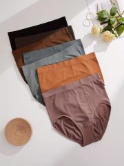 7pcs Plus Size Womens Seamless Panties Set - Soft & Breathable Solid Briefs with Elastic Waistband for Comfortable Daily Wear
